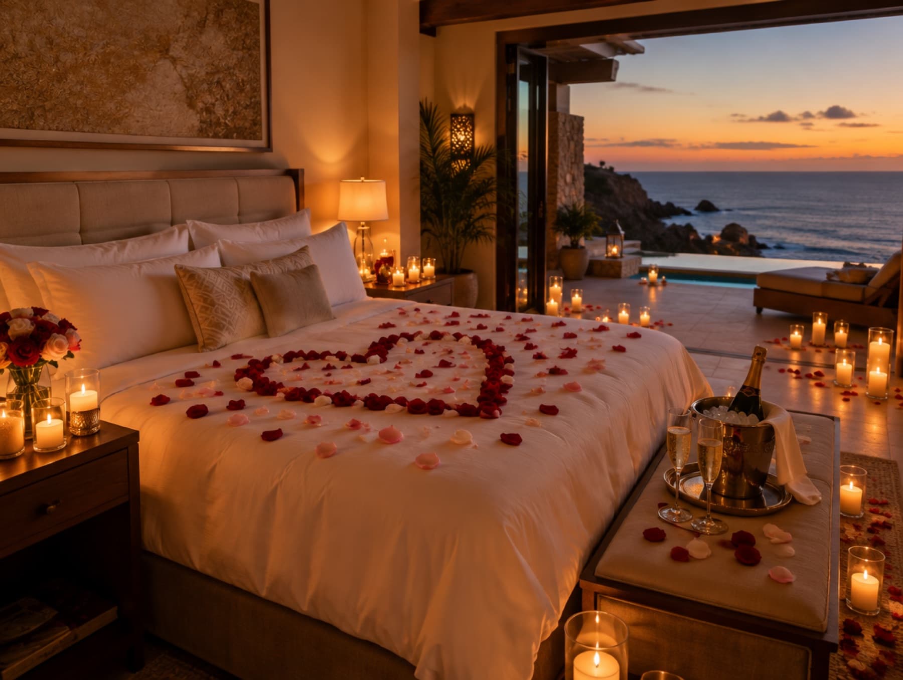 Honeymoon Night setup in Cabo